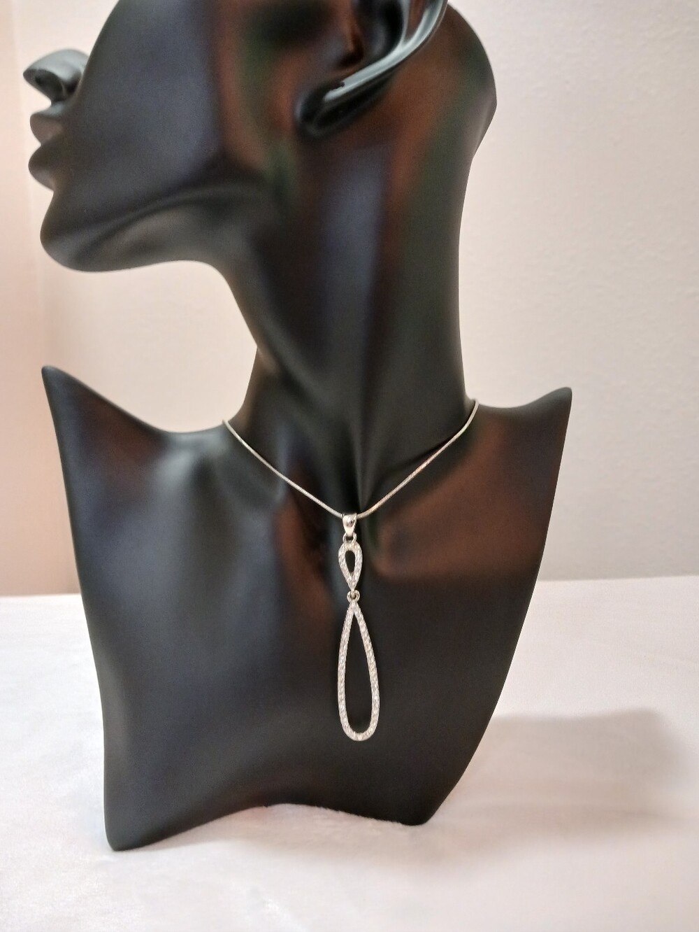 Lia Sophia Silver Teardrop Crystal Pendant Necklace